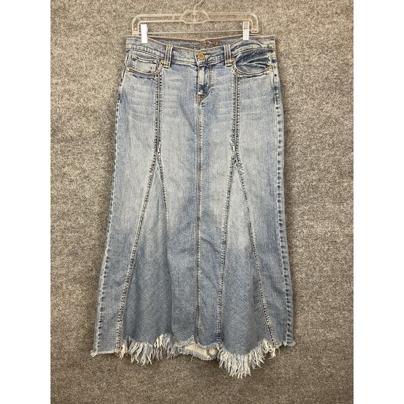 Old Navy Jean Maxi Skirt Women's Size 8 Untra Low Waist Distressed Hem - Picture 2 of 9